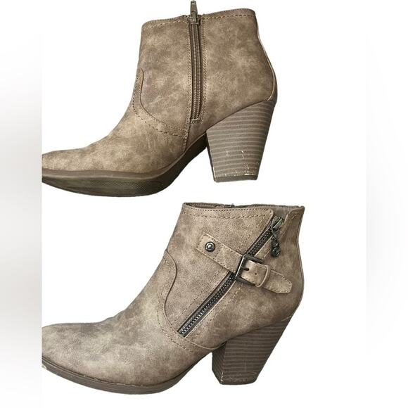 Guess Ankle Boot Womens 8M Brown Dual Side Zippers Buckle Edgy Simple Casual - Picture 1 of 8